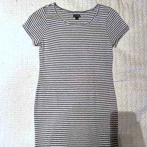 Blue and White Striped T-Shirt Dress